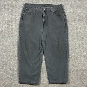 Eddie Domani Mens Jeans 38x30 Black Relaxed Fit Straight Leg Denim Classic